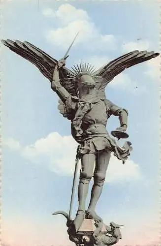 Frankreich Statue de St Michel Abbaye du Mont St Michel Vintage Postkarte