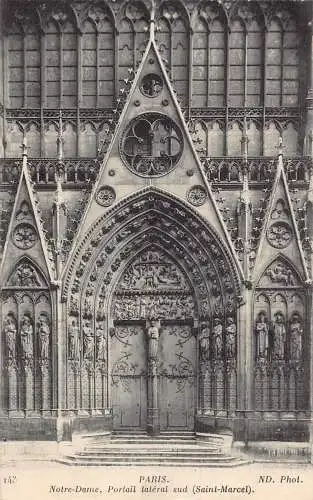 Frankreich Paris Notre-Dame Kathedrale Portail Seitensud Vintage Postkarte
