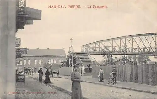 Frankreich Haine St Pierre La Passerelle Fahrrad Au Pelikan Restaurant Schild Postkarte