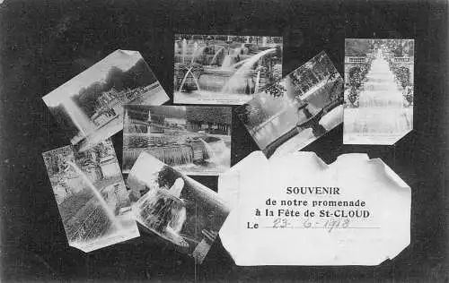 Frankreich Souvenir de Notre Promenade a Fete de St-Cloud Brunnen 1918 Postkarte