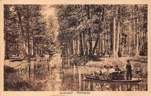 L201 Deutschland 1919 Spreewald Mühlspree Boot Wald Vintage Postkarte