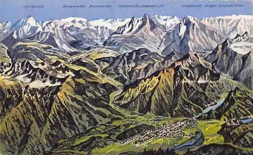 L346 Deutschland Bad Reichenhall und Gipfel Vintage Postkarte