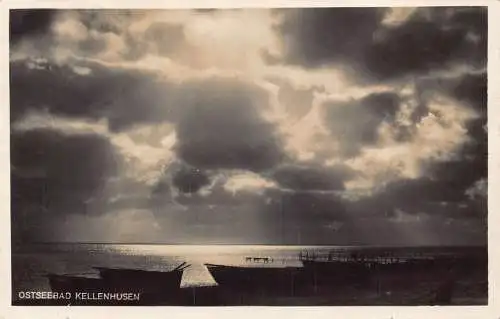 L345 Deutschland 1936 Ostseebad Kellenhusen Boote Mondschein Postkarte