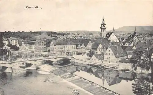 L185 Deutschland 1911 Cannstatt Brücke Panoramablick Vintage Postkarte