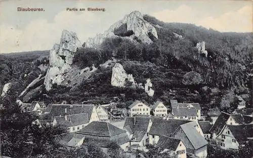 L154 Deutschland 1909 Blaubeuren. Partie am Blauberg Stadtansicht Vintage Postkarte