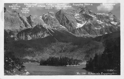 L154 Deutschland 1932 Nr. 290 Eibsee, mit Zugspitzgebiet See Vintage Postkarte