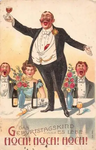 L079 Deutschland 1911 Geburtstagsgrüße Humor Karikatur Postkarte