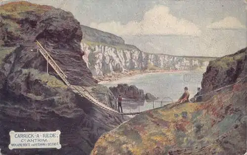 Irland Carrick a Rede Co Antrim Bridge Vintage Postkarte