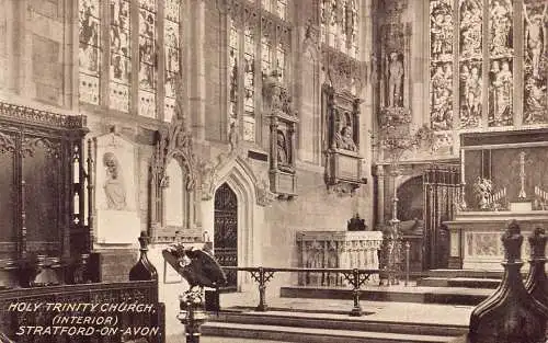 England Holy Trinity Church Interior Stratford-on-avon 1916 Vintage Postkarte