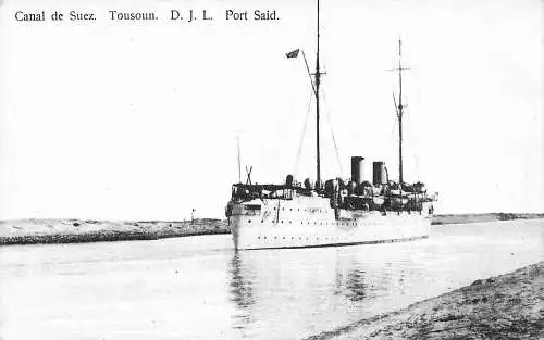 Ägypten Canal de Suez Tousoun DJL Port Said Steamboat Vintage Postkarte
