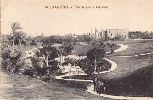 Ägypten Alexandria Nouzha Garten Vintage Postkarte