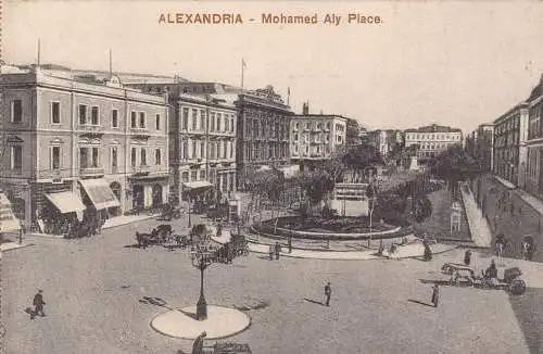 Ägypten Alexandria Mohamed Aly Place Square Carriages Vintage Postkarte