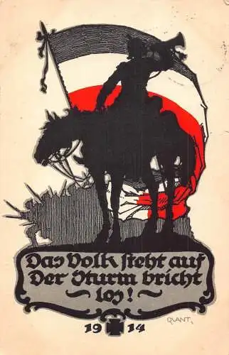 A112 Propaganda 1914 Deutsches Reich Silhouette Soldat Flagge 1. Weltkrieg Feldpostkarte