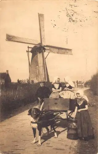 Niederlande Zeeland 1910 Flämisches Milchmädchen Holländischer Hundewagen Windmühle Postkarte