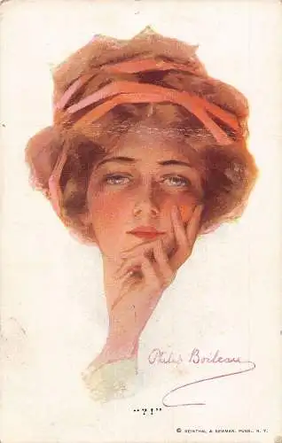 A112 Gemälde 1913 Allegorisches Fragezeichen Frau Schild Philip Boileau Postkarte