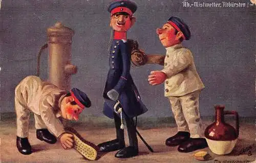 L409 Gruß 1912 Comic Offizier Marines Spielzeugsoldaten Vintage Postkarte