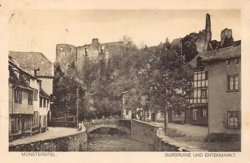 A119 Deutschland 1925 Münstereifel Burgruine Entenmarkt Brücke Ruine Postkarte