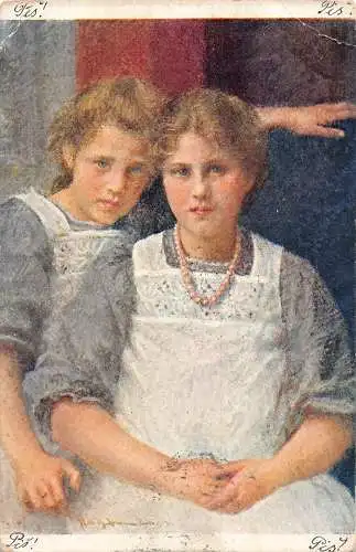 L091 Tschechien Mädchen Schwestern V. Bukovac signierte Postkarte