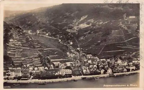 L020 Deutschland 1927 Assamannshausen Häuser Rhein Vintage Postkarte