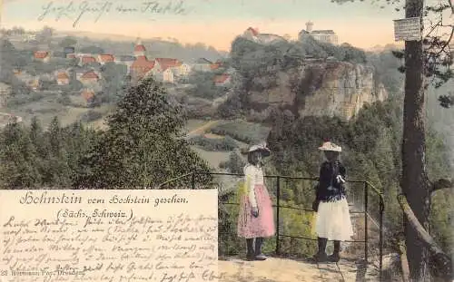 L020 Deutschland 1900 Saechs Schweiz Bohnstein Mädchen Litho Vintage Postkarte