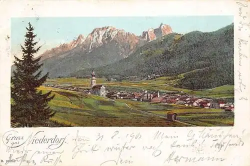 A121 Italien 1901 Gruss aus Niederdorf Niederdorf Berg Vintage Postkarte