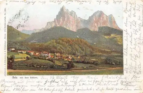 A121 Italien 1901 Seis Am Schlern Bergresort Litho Vintage Postkarte