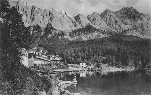 A121 Deutschland Eibsee gd Zugspize Berggipfel See Vintage Postkarte