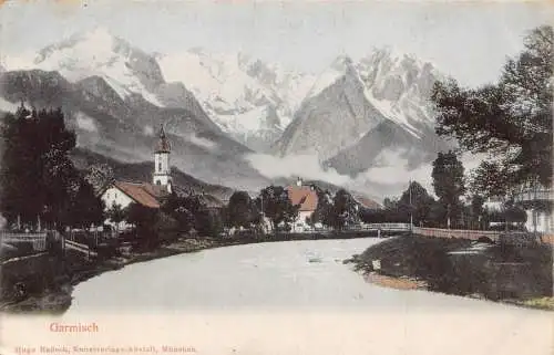 A121 Deutschland Berggarmische Gesamtansicht Vintage Postkarte