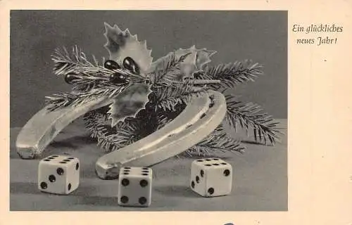 Neujahrsgrüße 1942 Hufeisen Heiliger Baum Drei Würfel mit 6 Postkarten