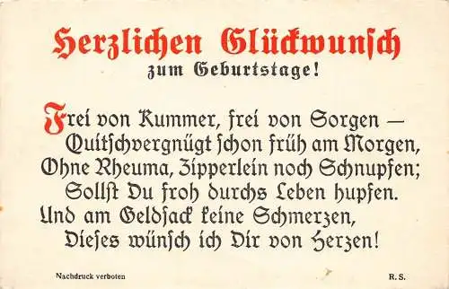 Herzlichen Glueckwunsch zum Geburstage! Geburtstagsgrüße Vintage Postkarte