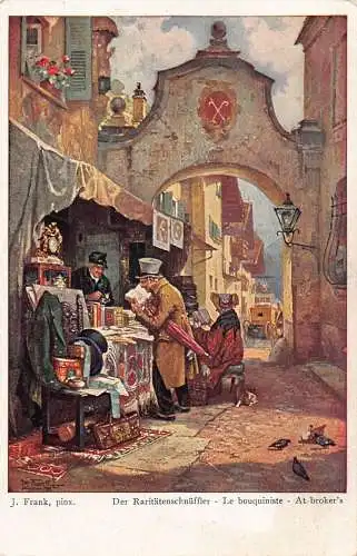 Kunst von J Frank Broker's Seller Antique Seller Street Shop Vintage Postkarte