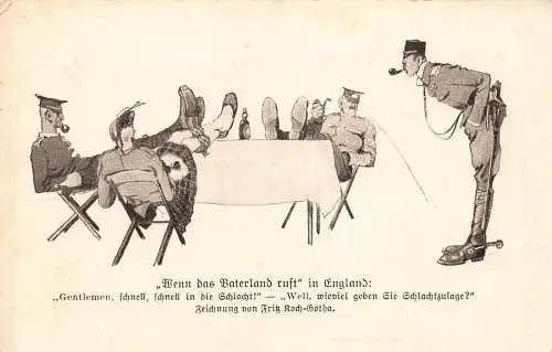L410 Englische Soldaten Comic Call of Duty Humor WWI Feld Propaganda Postkarte