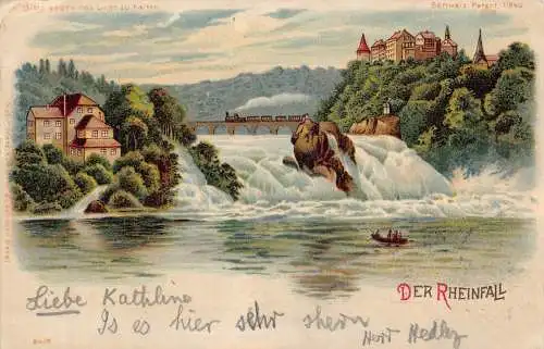 Schweiz Der Rheinfall 1905 Litho Vintage Postkarte