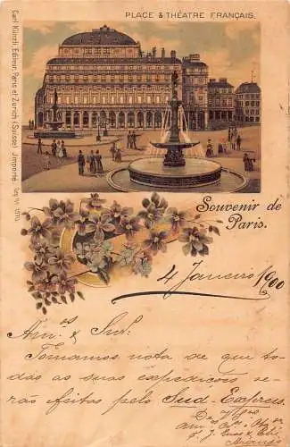 Frankreich Souvenir de Paris 1900 Litho Vintage Postkarte