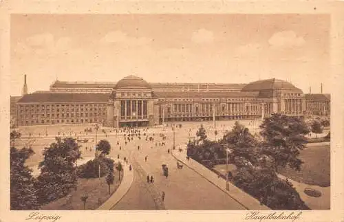 Deutschland Leipzig Hauptbahnhof Bahnhof Vintage Postkarte