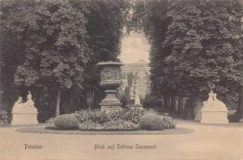 Deutschland Potsdam Blick auf Schloss Schloss Sanssouci Vintage Postkarte
