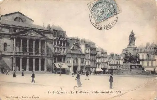 Frankreich 1904 St. Quentin Theater und Denkmal und Imprimerie alte Postkarte