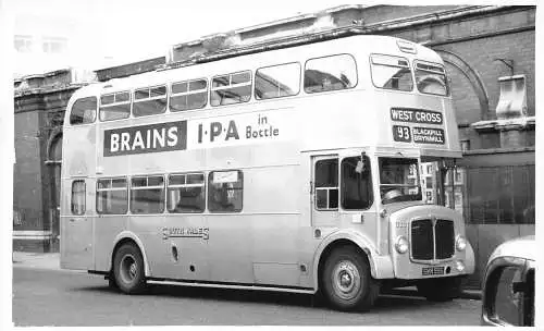 Transport Doppeldeckerbus mit Gehirnen IPA Bier Werbe Postkarte