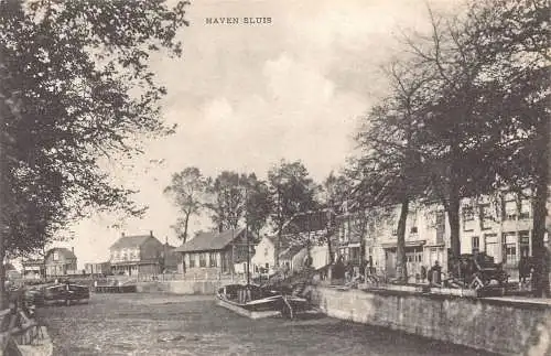 Niederlande Haven Sluis Kanalboote Vintage Postkarte