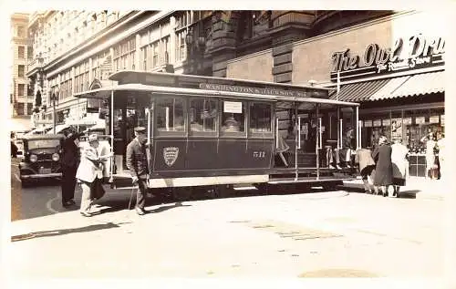 US Turning Cable Tram San Francisco Washington & Jackson STS RPPC Postkarte