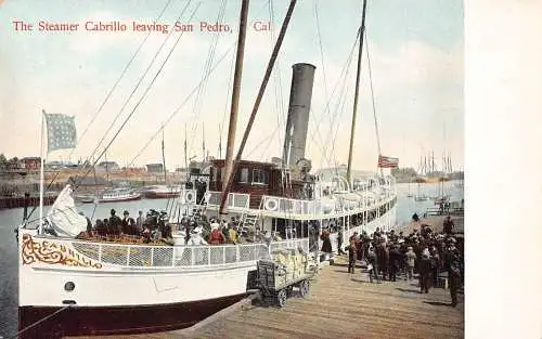USA Der Dampfer Cabrillo verlässt San Pedro Kalifornien Dampfschiff Postkarte