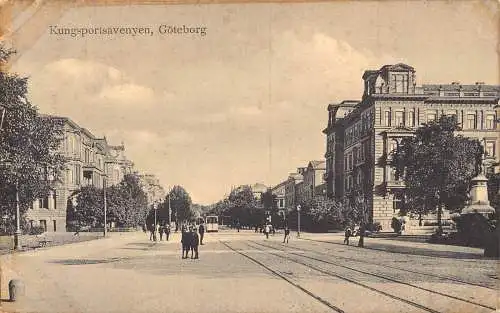 Schweden Kungsportsavenyen Goeteborg Straßenbahn Vintage Postkarte