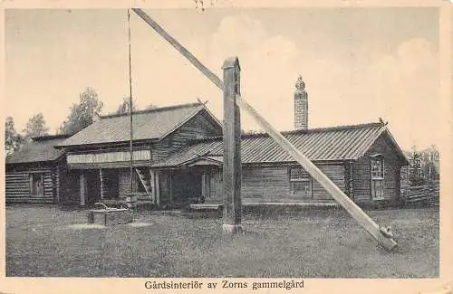 Schweden Gardsinterior av Zorns Gammelgard Brunnengarten Vintage Postkarte