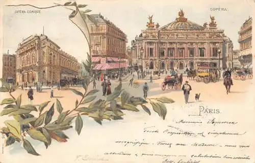 Frankreich Paris 1900 Opernwagen Kutsche Litho Vintage Postkarte