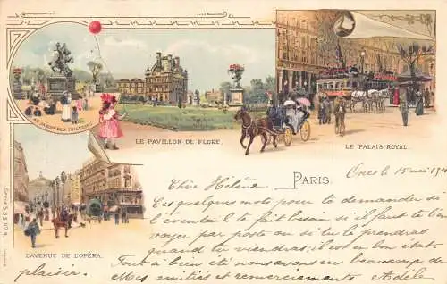Frankreich Paris 1900 Königspalast Oper Kutschen Kutsche Litho Vintage Postkarte