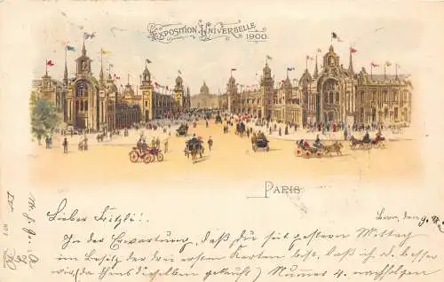 Frankreich Paris 1900 Weltausstellung Panoramablick Litho Vintage Postkarte