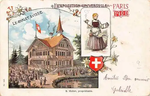 Frankreich Paris 1900 Weltausstellung Schweiz Litho Vintage Postkarte