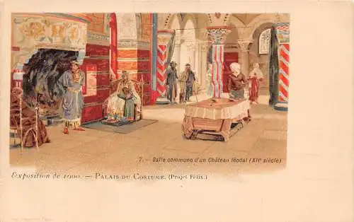 Frankreich Paris 1900 Weltausstellung Kostüm Palast Litho Vintage Postkarte