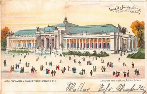 Frankreich Paris 1900 Weltausstellung Großer Palast Litho Vintage Postkarte