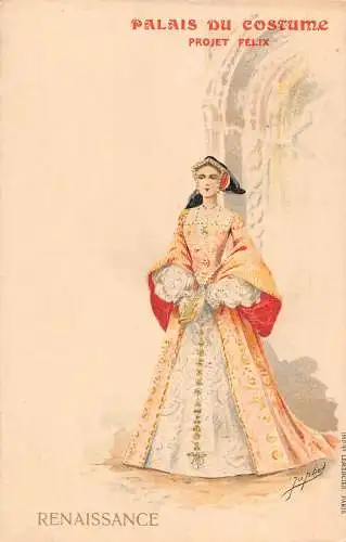 Frankreich Paris 1900 Weltausstellung Kostüm Renaissance signiert Japhet Postkarte